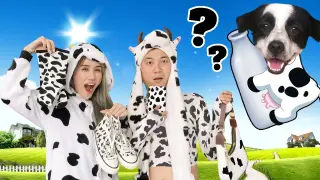 Thử Thách Sử Dụng Tất Cả Đồ Bò Sữa Cùng MON - Vê Vê Channel