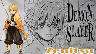 menggambar anime demon slayer zenitsu