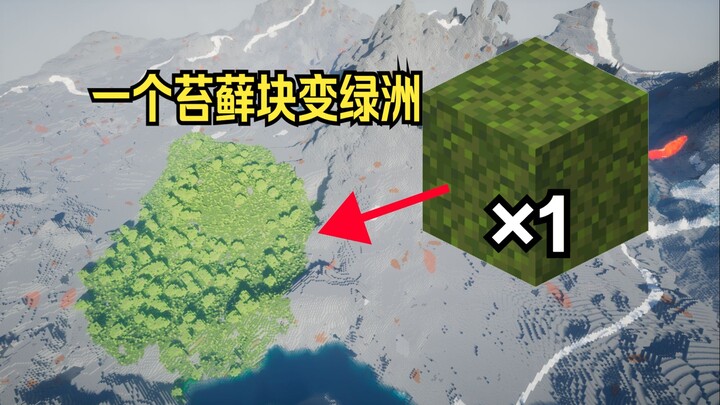 I created an oasis from a piece of moss: the power of life! Use bone meal to make moss grow trees on