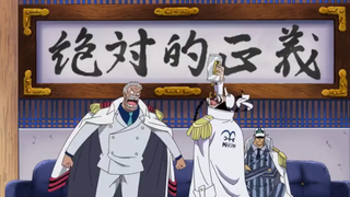 Tuan Garp, yang memiliki selera humornya sendiri, mengagumi tangan besi Luffy, dan merindukan senbei