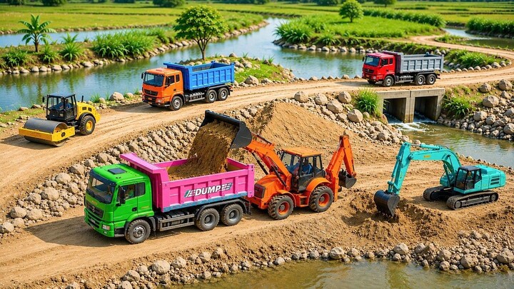 JCB Tractor Video | JCB 3CX Loading Sand Tata Dumper Truck Volvo Tipper Truck | Tractor gadi