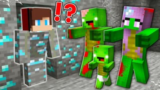 How JJ Became Diamond and ESCAPE From Mikey Zombie Family in Minecraft ? - (Maizen)