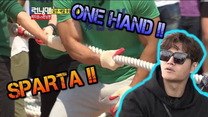 [RunningMan] This is Sparta-kook !!  Even with only one hand, Jong kook still won !! 💪💪