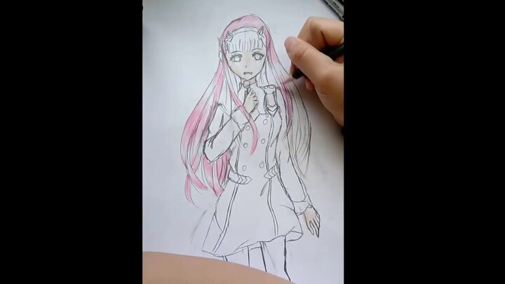 [ Fan art ] Vẽ Zero Two - Darling in the Franxx _ Avocado Art