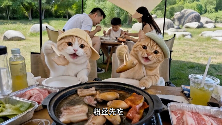 Today we went camping and played in the water—rain or shine, we even cooked instant noodles!