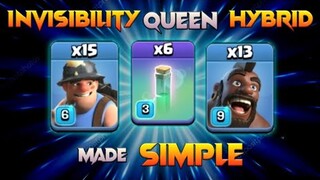 TH12 INVISIBILITY QUEEN HYBRID   | NEW BEST TH12 STRATEGY | CLASH OF CLANS