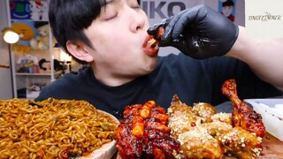 Mukbang mì cay Hàn Quốc siêu to với gà cay phần 2 #anngon