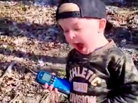 Cute kid belts out an electrifying performance—so on point!