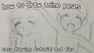 how to draw: anime poses | easy drawing tutorial | step by step | no time lapse