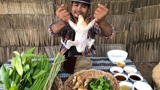 Cooking duck Soup with Morning Glory - Duck soup recipe eating delicious