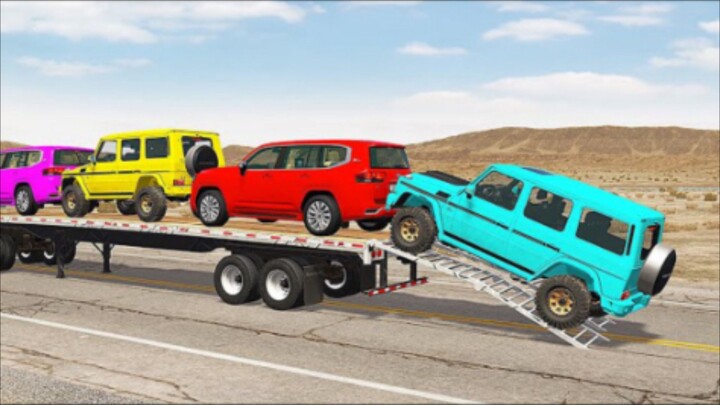 Flatbed truck mcqueen | transportaton with truck - pothol vs car #BeamNG.Drive
