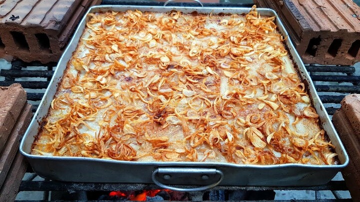 กับข้าวกับปลาโอ 543 : ขนมหม้อแกงถั่วโบราณ อบเตาถ่าน หอมกาบมะพร้าวเผา Mung Beant custard squares