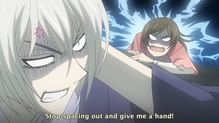 Nanami forcefully kisses Tomoe to form a contract, binding him as her familiar『Kamisama Kiss』