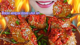 MAKAN BAKSO MERCON PEDAS BARA API | EATING SOUNDS