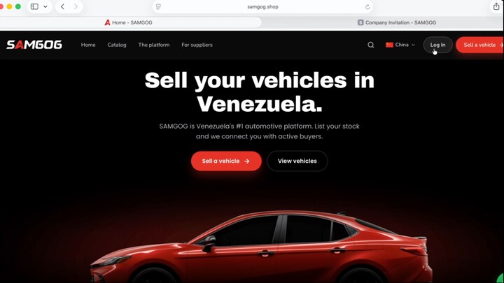 How to log in to Samgog and list vehicles