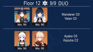 Spiral Abyss 3.3 DUO Wanderer C0 & Yelan C0 / Ayaka C0 & Kazuha C2 Floor 12 Genshin Impact