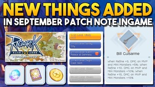 NOTABLE THINGS IN SEPTEMBER PATCH NOTE INGAME - RAGNAROK MOBILE