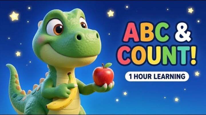 ABC Phonics Song & Counting Fruits 🦕 1 Hour Low-Stimulation Learning Pack for K