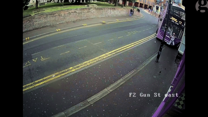 DOUBLE DECKER BUS HITS MAN IN READING