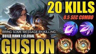 20 KILLS!! GUSION BEST BUILD GOLD LANE | TOP 1 GLOBAL GUSION BUILD | MLBB