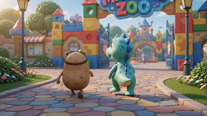 Poto & Dino Go to the Zoo! 🥔🦖🦒 | Fun Animal Adventure for Kids #kids #ai #kidslearning
