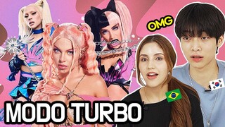 Korean Teen & Brazilian React To 'MODO TURBO'🔥🔥