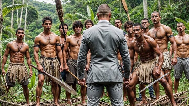 The Brazilian treasure hunters face a bulky man in a suit, unaware he's a lethal bounty hunter