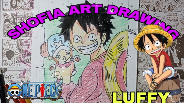 drawing luffy dan boneka Chopper one piece