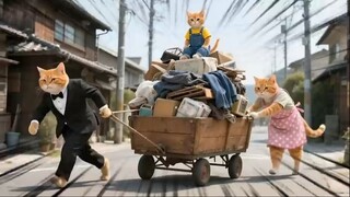 Papa Cat Lost Everything , Mama Cat & Ginger Kitten Build a Simple Life in Mount