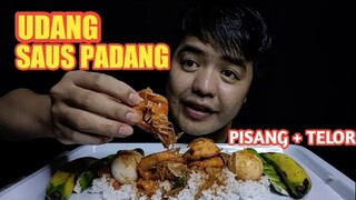 UDANG SAUS PADANG DAN PISANG + TELOR