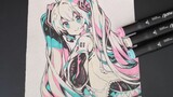 [Hand-marker drawing] How to draw Miku by 3 markers?