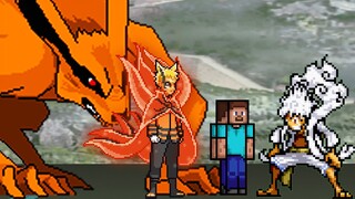 STEVE MINECRAFT BERTARUNG DENGAN NARUTO BARYON MODE & lUFFY GEAR 5 | Anime Mugen