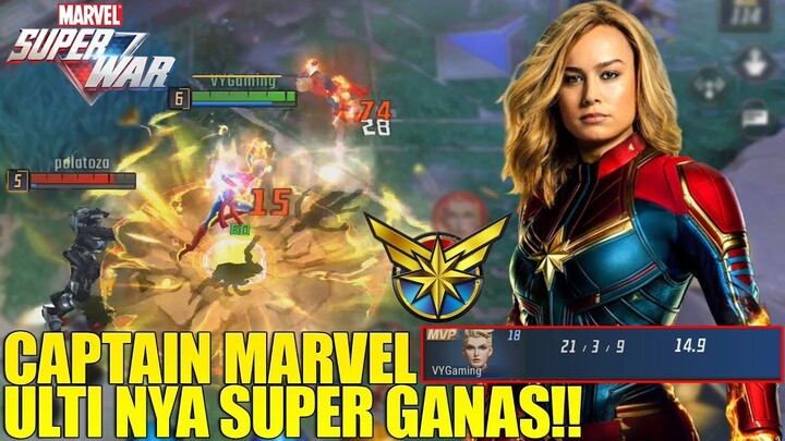 CAPTAIN MARVEL FIGHTER DENGAN SKILL ASSASSIN! SEKALI ULTI MUSUH LANGSUNG RATA! MOBA MARVEL SUPER WAR