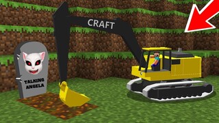 BÉ NOOB ĐÀO NGÔI MỘ CỦA TALKING ANGELA BẰNG MÁY XÚC TRONG MINECRAFT ? 😱