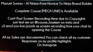 Manuel Suarez Course AI Ninjas-From Novice To Ninja Brand Builder Download