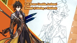 Vell's Speed Draw: Genshin Impact Archons, Zhongli / Morax #1 (Sketch + Lineart)