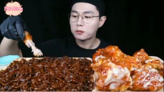 Mì sốt tương đen và đồ chiên phần 2 #mukbang
