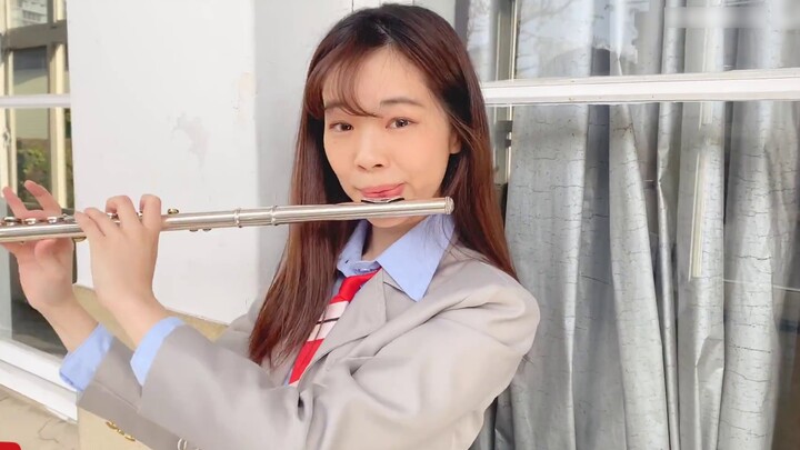 光なら - 月HA君のSh Your Lie in AprilเพลงรักสองหัวใจAnime Cosplay Flute Playing Lily Flute Cover