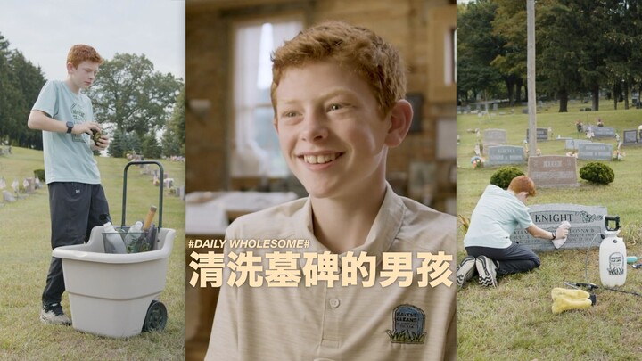 The Boy Cleaning the Tombstone