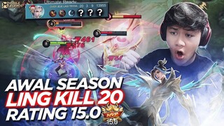LING KILL 20 AWAL SEASON RATING SAMPE 15.0 GILA SNOWBALL BANGET - Mobile Legends