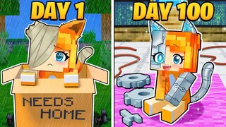 I Survived 100 DAYS as a ROBO KITTY in Minecraft!