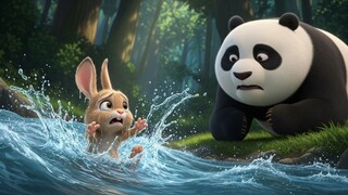 Panda Mama Rescues Baby Rabbit