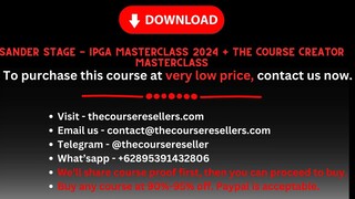 Sander Stage - IPGA Masterclass 2024 + The Course Creator Masterclass