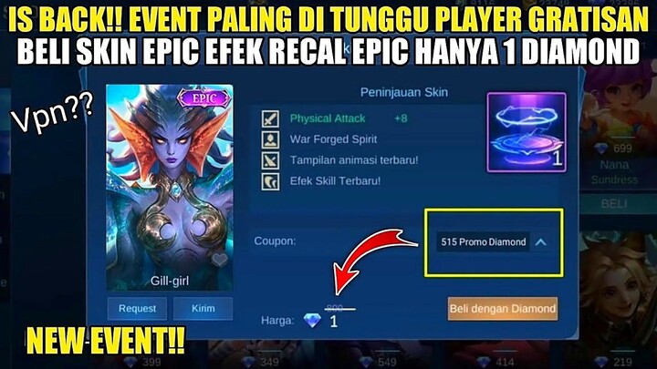 BOCORAN EVENT PROMO DIAMOND CARA BELI SKIN HANYA 1 DIAMOND MOBILE LEGENDS TERBARU 2022