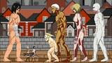 Eren Titan vs Female Titan, Armor Titan, Jaw Titan, Warhammer Aot Final Season - Drawing Cartoon 2