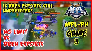 Can Bren Retain its Undefeated Status? No Limit vs Bren Esports | MPL-PH S3 Game 3 - MLBB