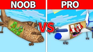 Mikey Family & JJ Family - NOOB vs PRO : Airplane House Build Challenge in Minecraft (Maizen)