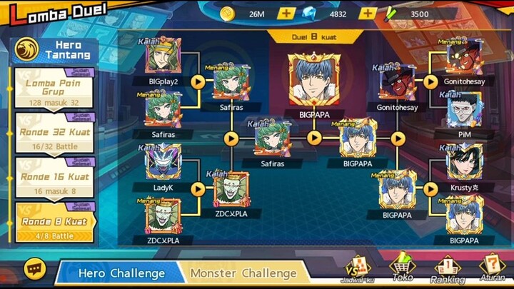 intip line up top 8 turnamen hero & monster