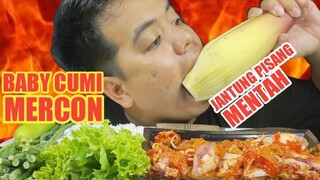 BABY CUMI MERCON LALAP JANTUNG PISANG MENTAH DAN SAYUR-SAYURAN !!