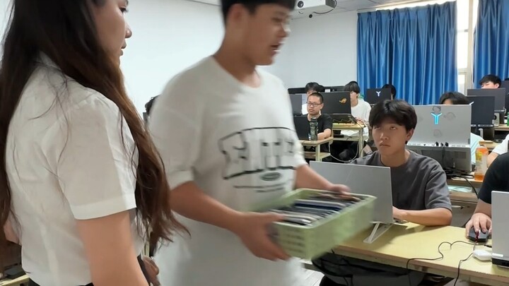 You have to hand in your phone before class; trying to slip by with a spare? Hehe, not so easy!